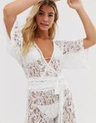 Pia Rossini Zen Wrap Top In White Lace