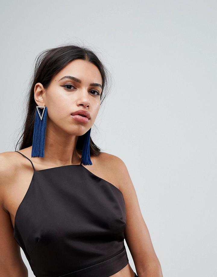 Asos Statement Jewel Triangle And Tassel Earrings - Gold