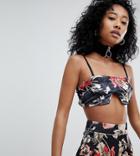 One Above Another Ultra Crop Top In Velvet Floral Two-piece - Black