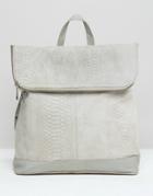 Asos Leather Embossed Backpack - Gray