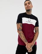 Fred Perry Sports Authentic 90s Logo Panel T-shirt In Burgundy - Red