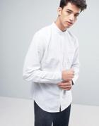 Threadbare Cotton Linen Grandad Long Sleeve Shirt - White