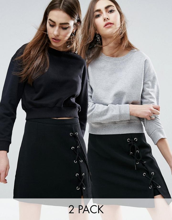 Asos Oversized Cropped Sweatshirt 2 Pack - Multi