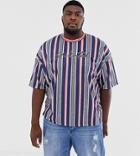 Asos Design Plus Oversized T-shirt In Vertical Stripe Unlimited Print - Multi
