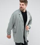Asos Design Plus Oversized Super Longline Jersey Duster Coat In Green - Green