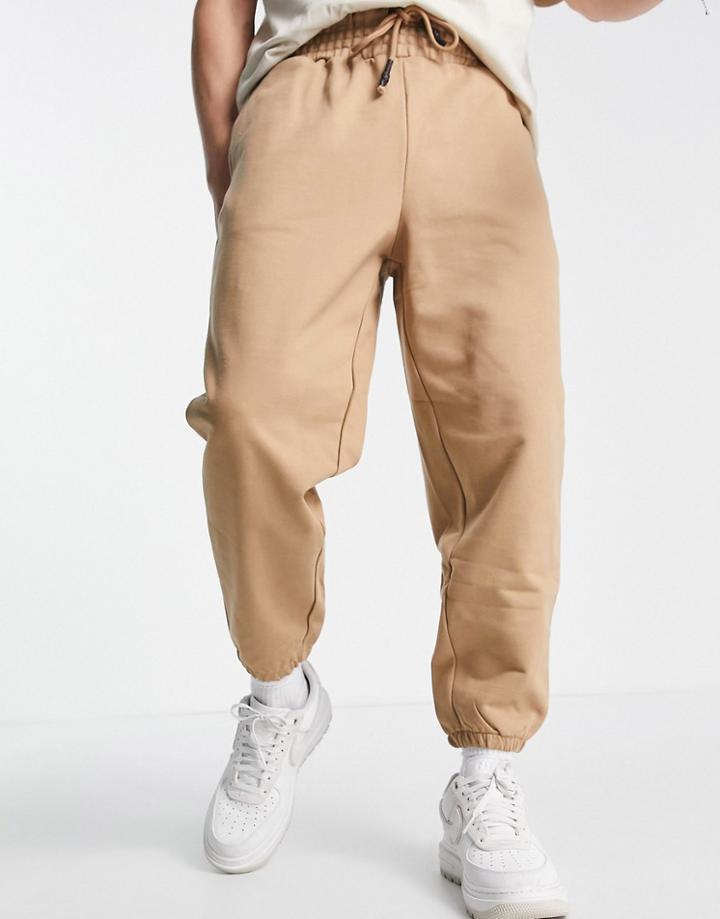 Asos Design Heavyweight Oversized Sweatpants In Beige-brown