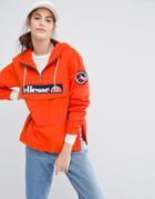 Ellesse Pullover Hooded Jacket With Half Zip And Logo On Front - Orange