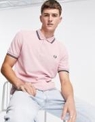 Fred Perry Twin Tipped Polo Shirt In Light Pink/ Navy