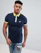 Asos Design Polo With Rocket Chest Embroidery - Navy