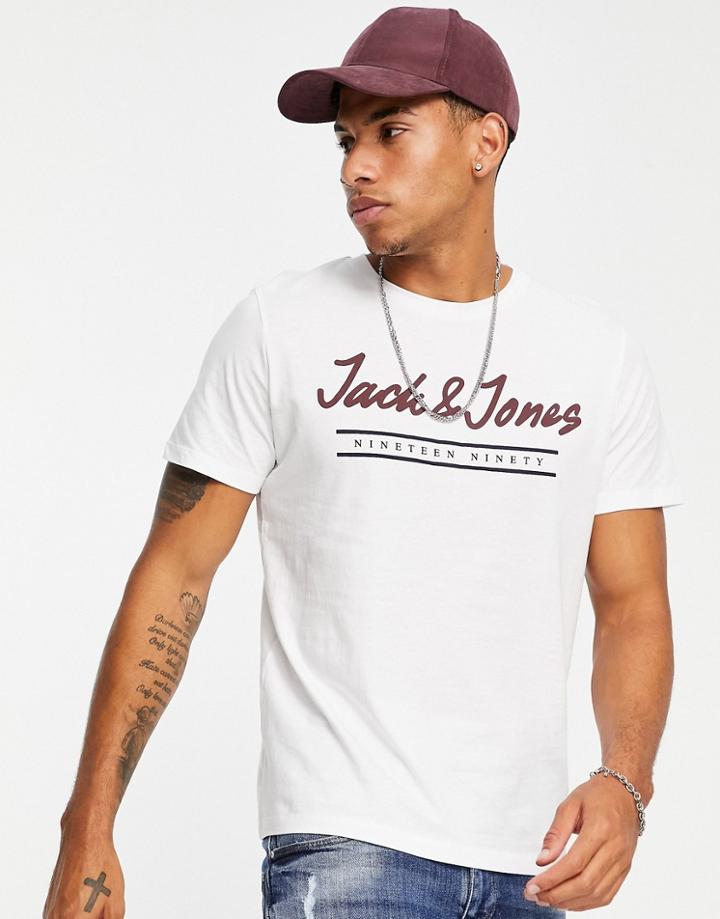 Jack & Jones Logo Crew Neck T-shirt In White