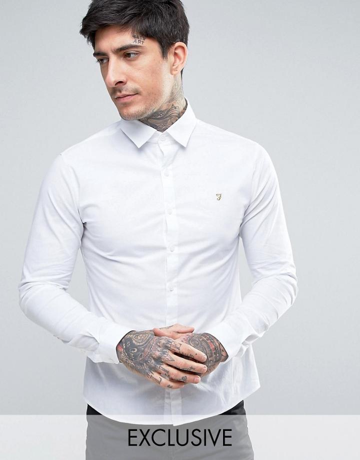 Farah Stretch Skinny Fit Poplin Shirt Exclusive In White - White