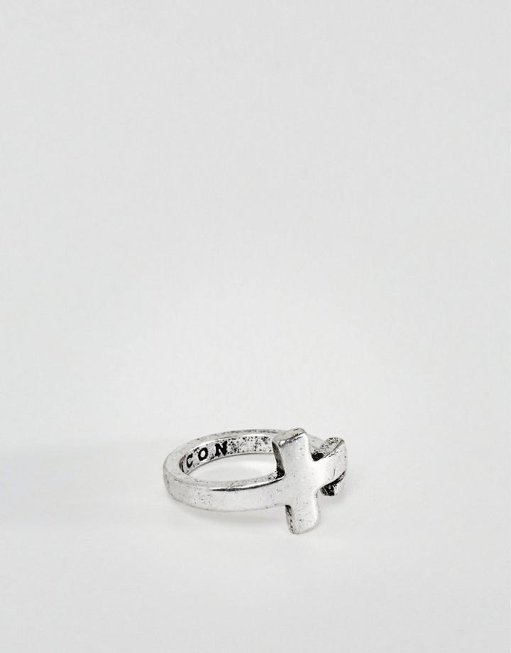 Icon Brand Cross Wrap Ring In Burnished Silver - Silver