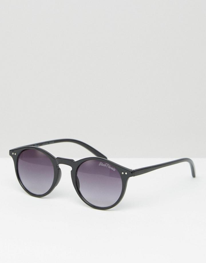 Black Phoenix Round Sunglasses In Piano Black - Black