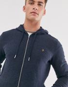 Farah Kyle Hooded Zip Through Sweat In Light Navy - Navy