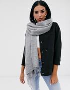 Asos Design Supersoft Long Woven Scarf With Tassels In Gray - Gray
