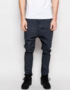 Asos Drop Crotch Jeans In Coated Washed Black - Washed Black