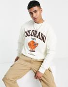 Jack & Jones Originals Oversized Sweatshirt With Colorado Print In Beige-neutral