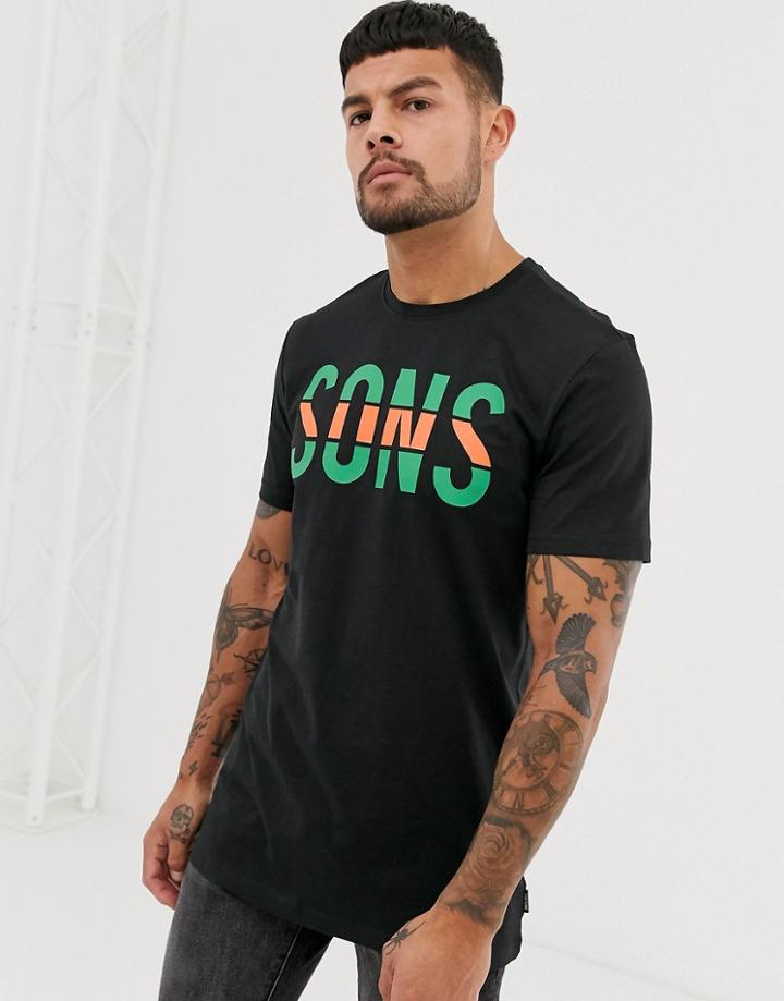 Only & Sons Stripe Slogan T-shirt