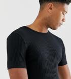 Asos Design Tall T-shirt In Rib In Black - Black