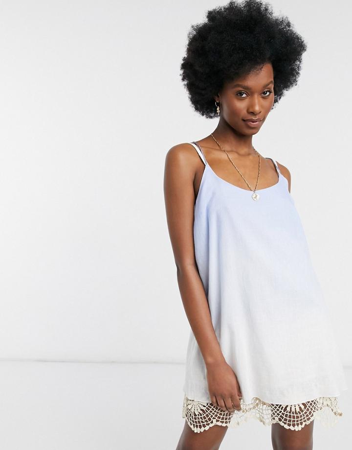 River Island Ombre Crochet Midi Beach Dress In Blue-blues