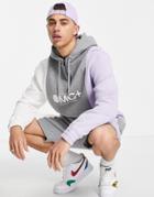 Topman Set Color Block Hoodie In Gray-grey