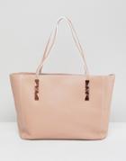 Ted Baker Unlined Soft Grain Leather Zip Tote - Beige