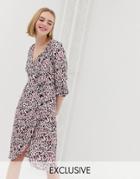 Monki Wrap Dress With Confetti Print And Buttons-multi