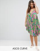 Asos Curve Cami Beach Dress In Bright Tropical Print - Multi