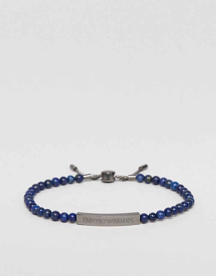 Emporio Armani Blue Beaded Bracelet - Blue