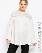 Carmakoma Lace Insert Folk Blouse - Cream