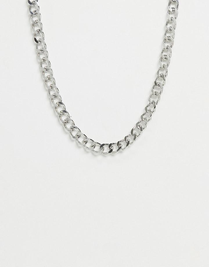 Pieces Curb Chain Necklace In Silver