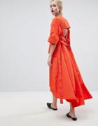 Asos White Strap And Layer Detail Midi Dress - Red