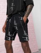 Asos Design Two-piece Skinny Shorts With Dark Future Logo Print-black