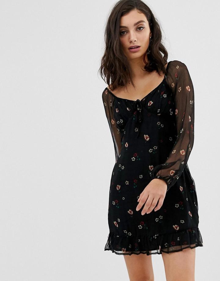Rahi Ditsy Sweetheart Mini Dress-black