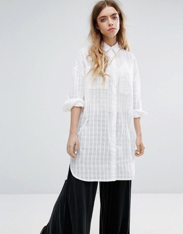 Native Youth Drop Hem Beach Shirt - White