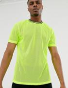Asos Design Relaxed T-shirt In Neon Mesh With Tipping-green