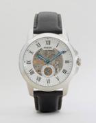 Fossil Grant Mechanical Leather Watch In Black - Black