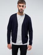 Asos Cardigan With Patch Pockets In Cotton - Navy
