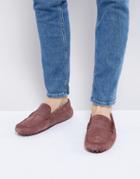Asos Driving Shoes In Pink Suede With Emboss Strap Detail - Pink