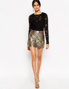 Asos Metallic Jacquard Mini Skirt - Multi