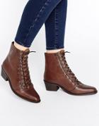 Asos Ariana Leather Lace Up Ankle Boots - Brown