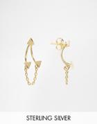 Asos Gold Plated Sterling Silver Triangle Chain Swing Earrings - Gold