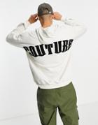 The Couture Club Oversized Hoodie In Off-white With Gothic Text Print