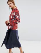 Gestuz Mary Floral Print Long Sleeved Dress - Red