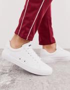 Bershka Sneaker With Text Detail In White - White