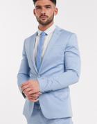 Devils Advocate Sateen Plain Super Skinny Suit Jacket-blues