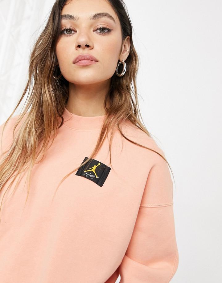 Nike Jordan Crew Neck Sweatshirt In Peach-brown