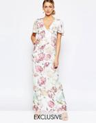 Hope And Ivy Maxi Dress In Vintage Floral Print - Llilac Multi