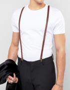 Asos Oxblood Leather Suspenders In Gift Box - Red