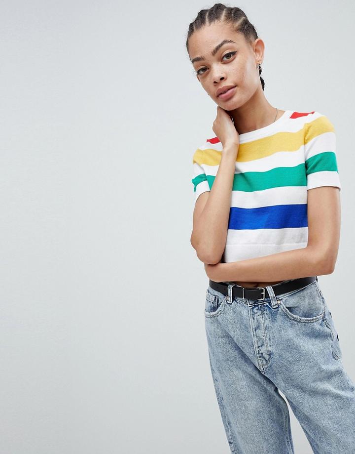 New Look Rainbow Stripe Tee - Multi
